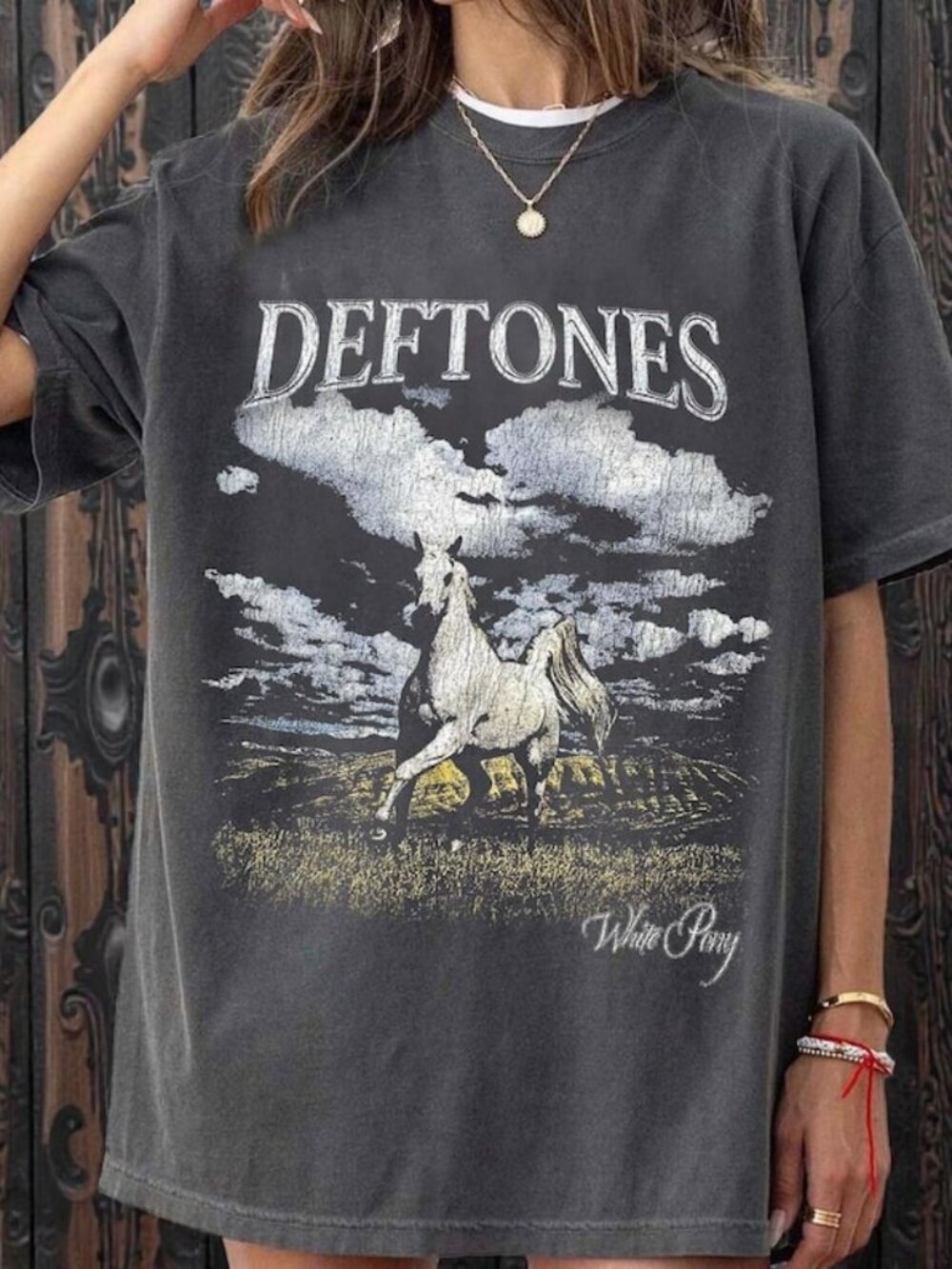 Deftones White Pony Charcoal Shirt, Oversized 90s Alternative Metal Band Tee